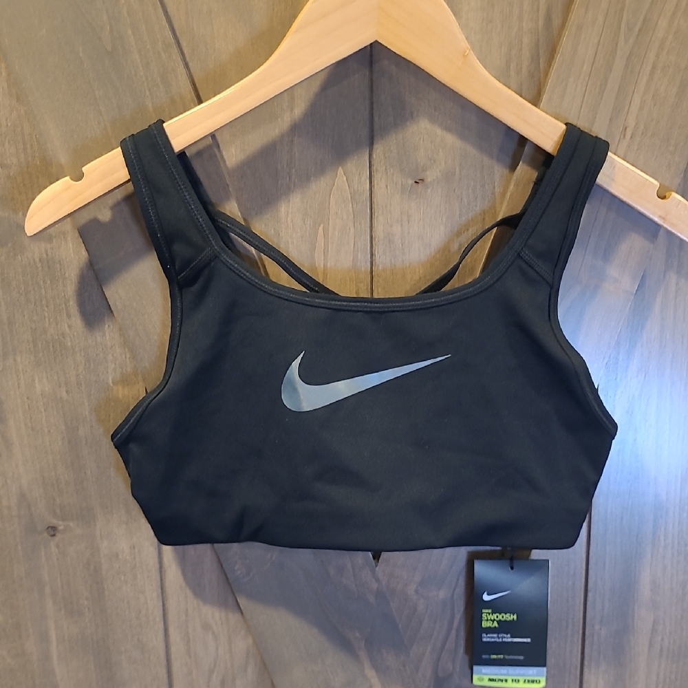 Nike Black Swoosh Sports Bra M